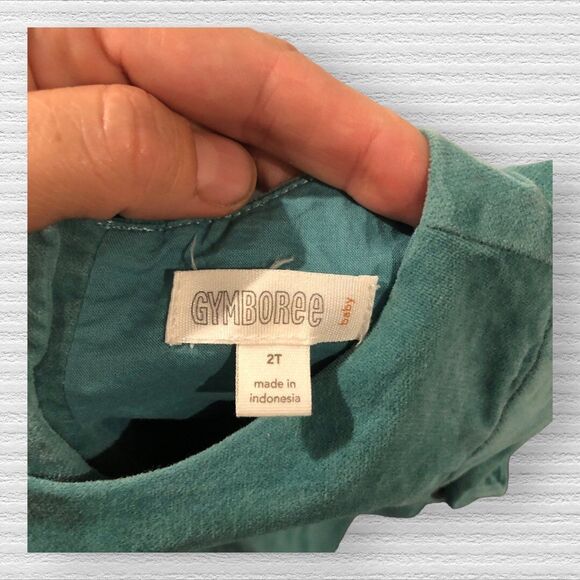 Gymboree Green Velour Corduroy Dress Girls 2T Fall 2018 Soft Cotton Holiday - Picture 2 of 4